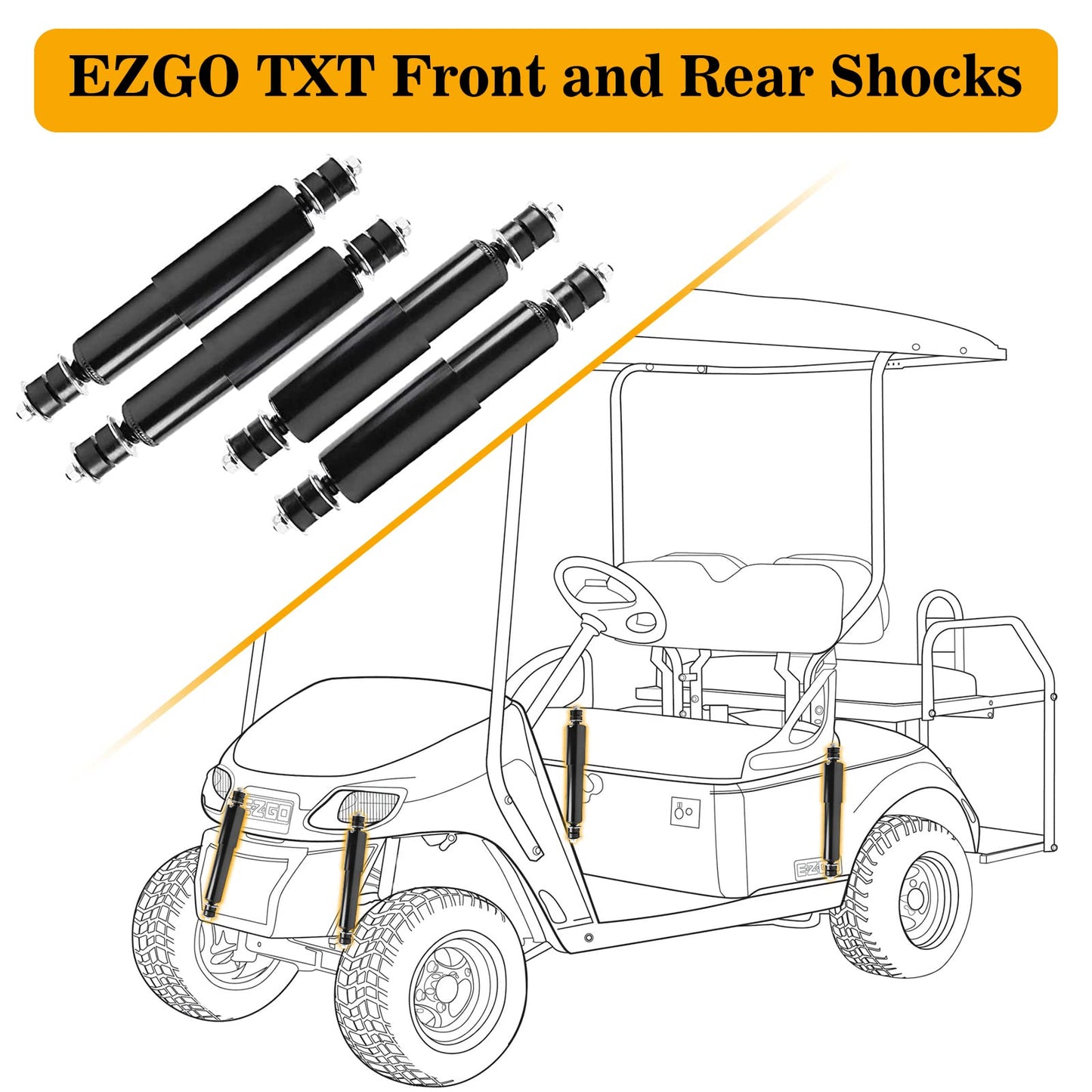 EZGO TXT Shocks EZGO Golf Cart Front and Rear Shock Absorbers Fit for 1994-Up Gas and Electric Medalist EZGO TXT Golf Carts Replaces OEM #70248-G01, 76418-G01, 70324-G01,Nivel Part #5006（4PCS）