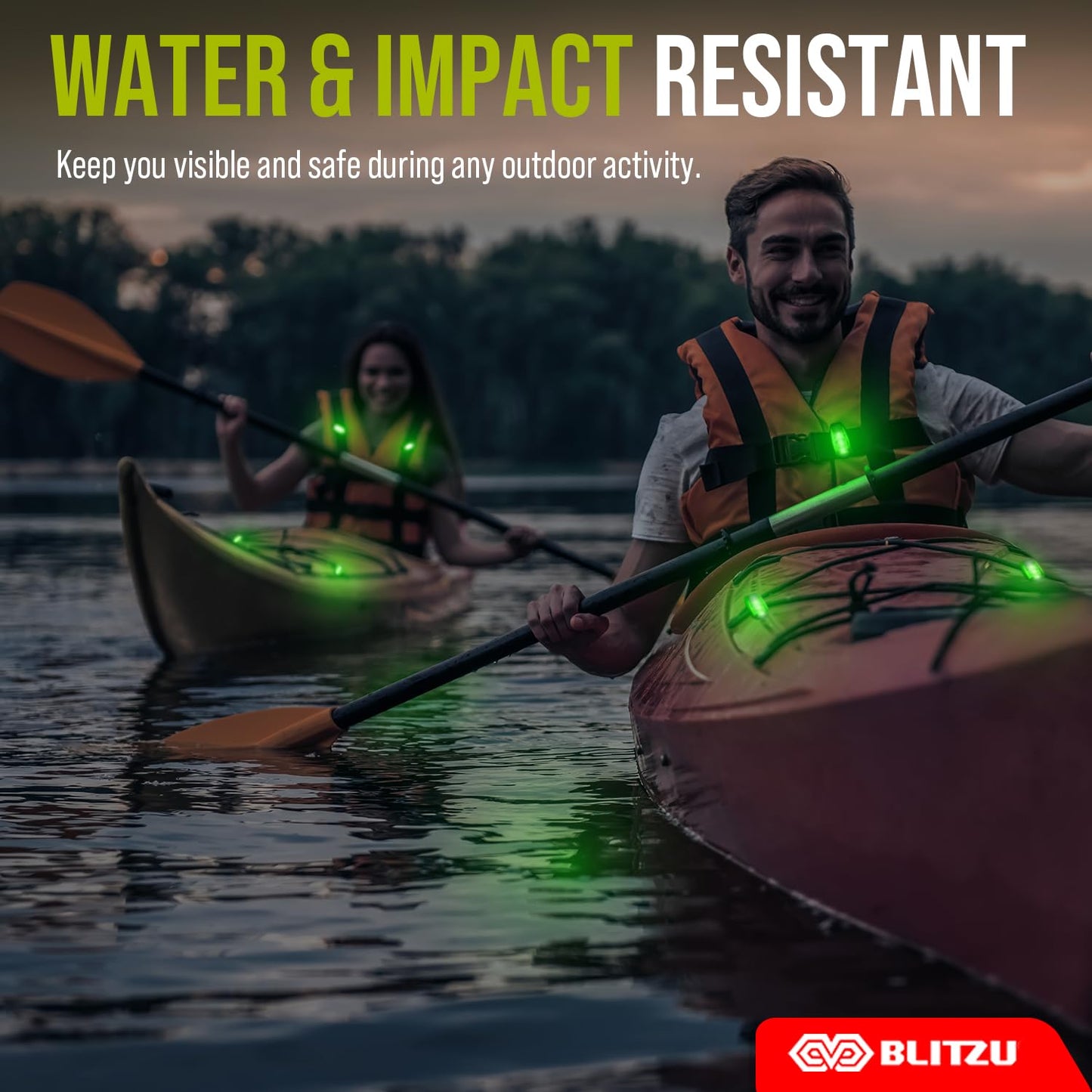 4 Pack LED Safety Light, Clip on Reflective Gear Lights for Walking at Night, Running, Jogging, High Visibility Strobe Light Accessories for Runners, Kids, Hiking, Kayak, Cycling, Camping, Boat Green