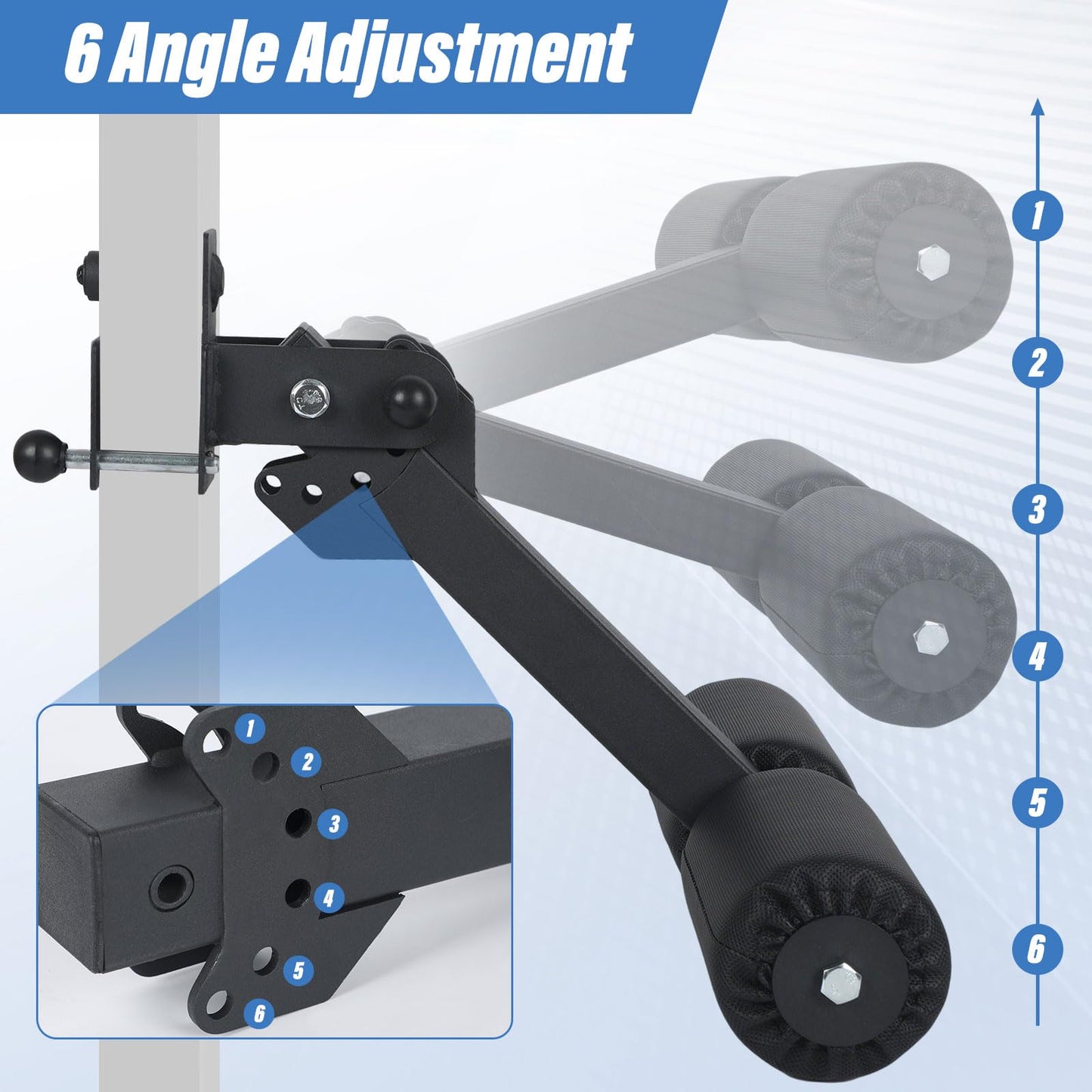 Nordic Hamstring Curl Squat Rack Attachment for 3x3 Power Rack with 5/8" or 1" Hole - Adjustable Power Rack Leg Lock with High-Density Recovery Foam Padding, Home Gym Equipment for Leg Workouts