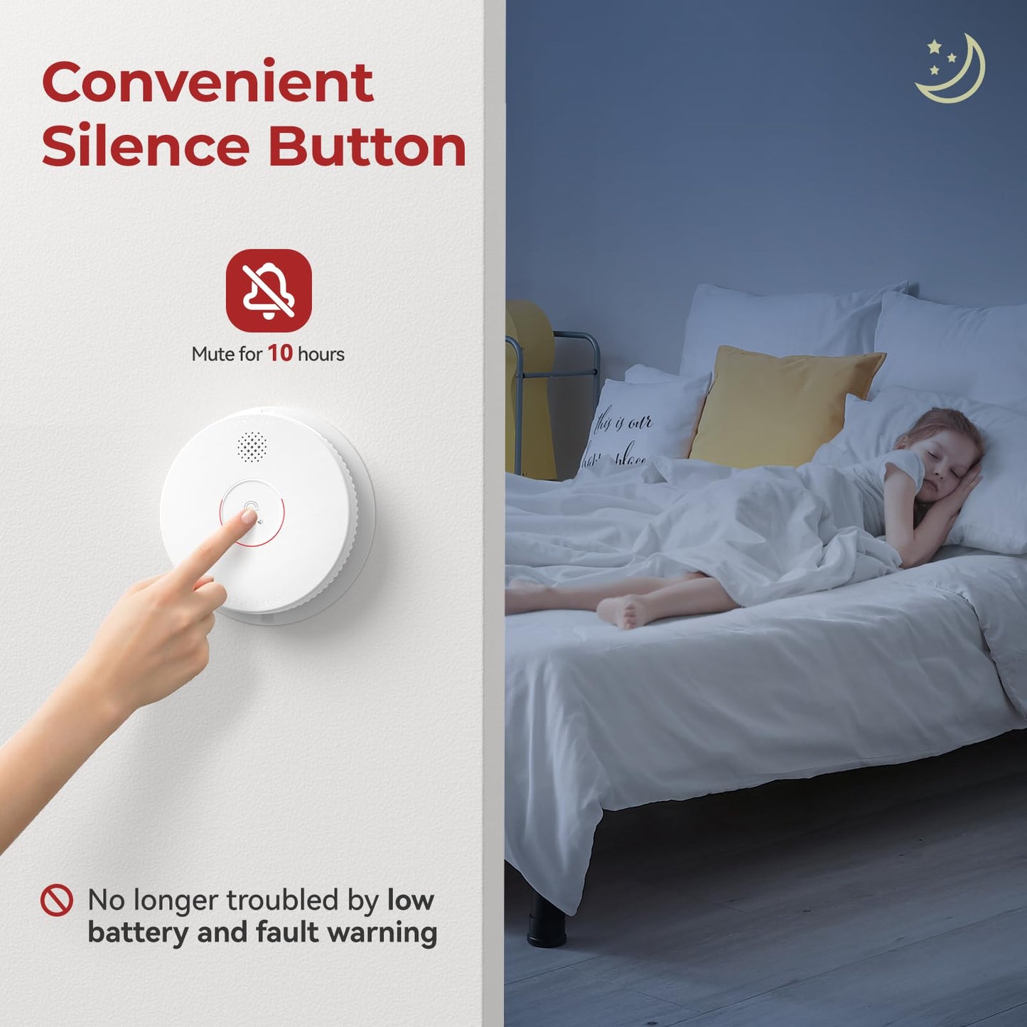 Siterlink Hardwired Interconnected Smoke Detectors,Photoelectric Smoke Alarm with 9V Battery Backup,Test/Silence Button, Hard Wired Fire Alarm for Home GS562A 1pack