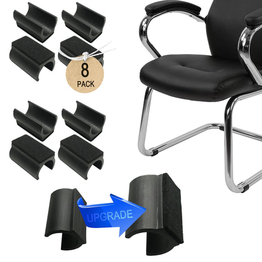 Rectangle U Shaped Chair Leg Tips Cap with Felt Pads,Furniture Feet Protectors Slide Smoothly Glides,Protect Hardwood Floor No Scratches No Noise,Fit 25mm(1 inch) Diameter Tubular Legs (Black 8PCS)