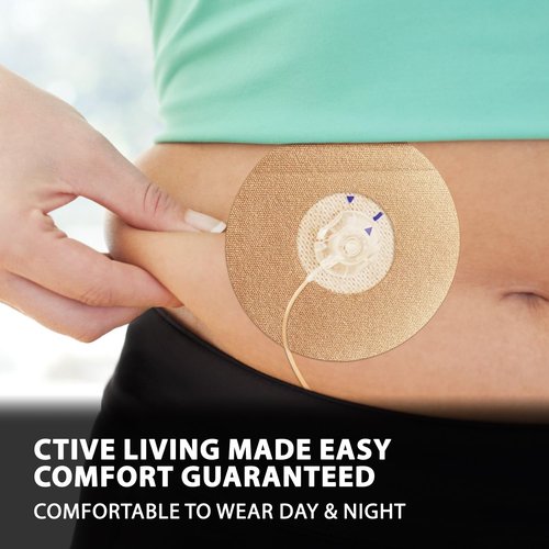 40 Pack Universal Adhesive Patches for CGM and Insulin Pumps, 0.8-Inch Hole, Waterproof & Breathable Patches, Pre-Cut Adhesive Tape, CGM Protection,Long Last Sensor Patches,Skin-Friendly Patches,Beige