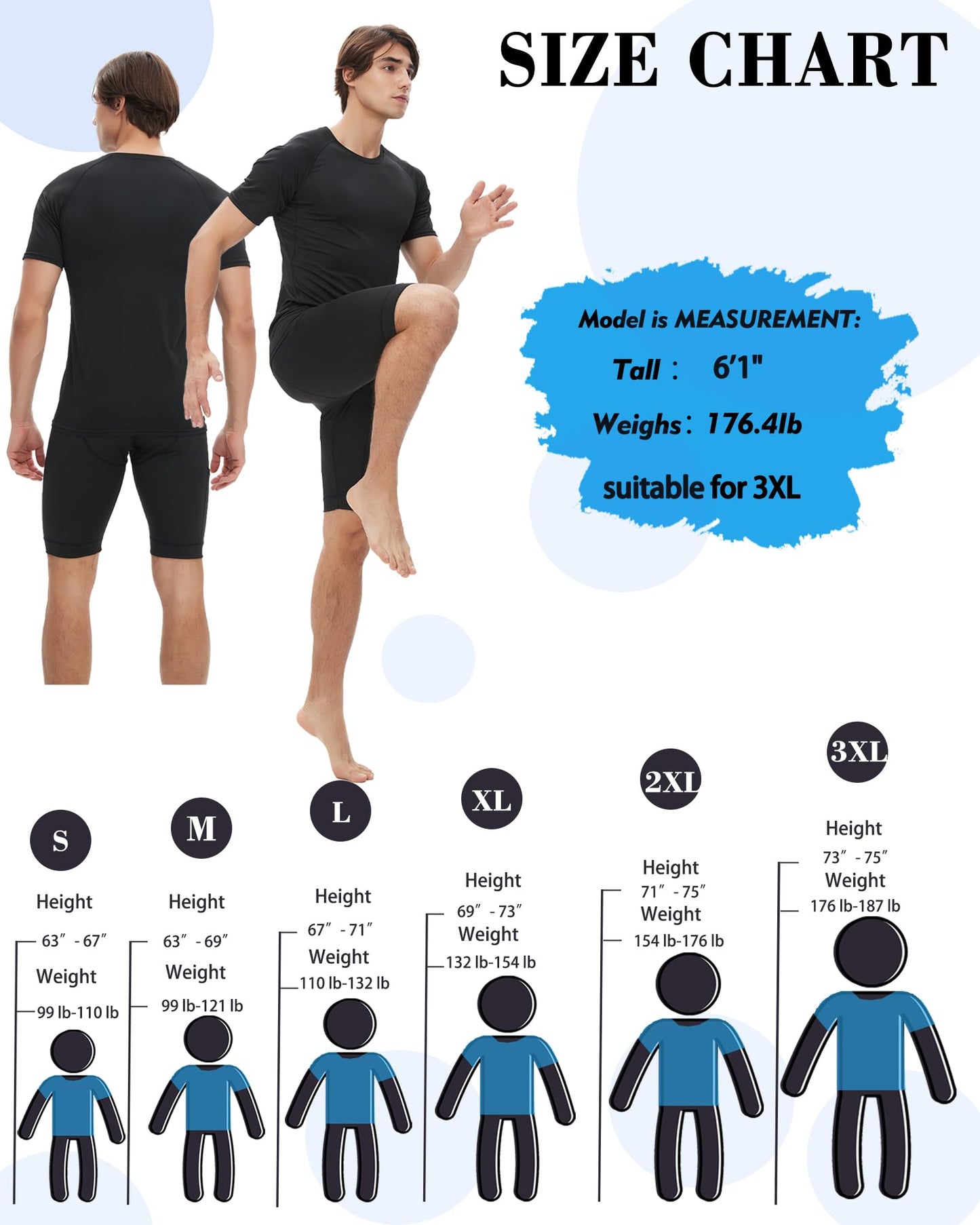 Antoyo 5 Pack Compression Shirt Men Short Sleeve Athletic Base Layer Tops