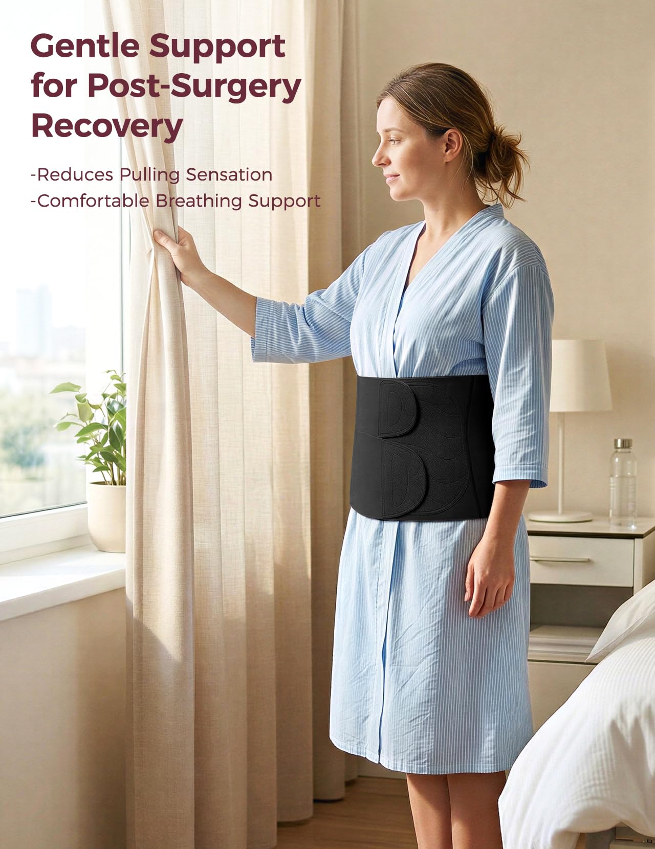 Momcozy Ergowrap Abdominal Binder Postpartum, Post Surgery Belly Binder with 3D Lifting & Back Support, 9" Tummy Tuck Compression Garment