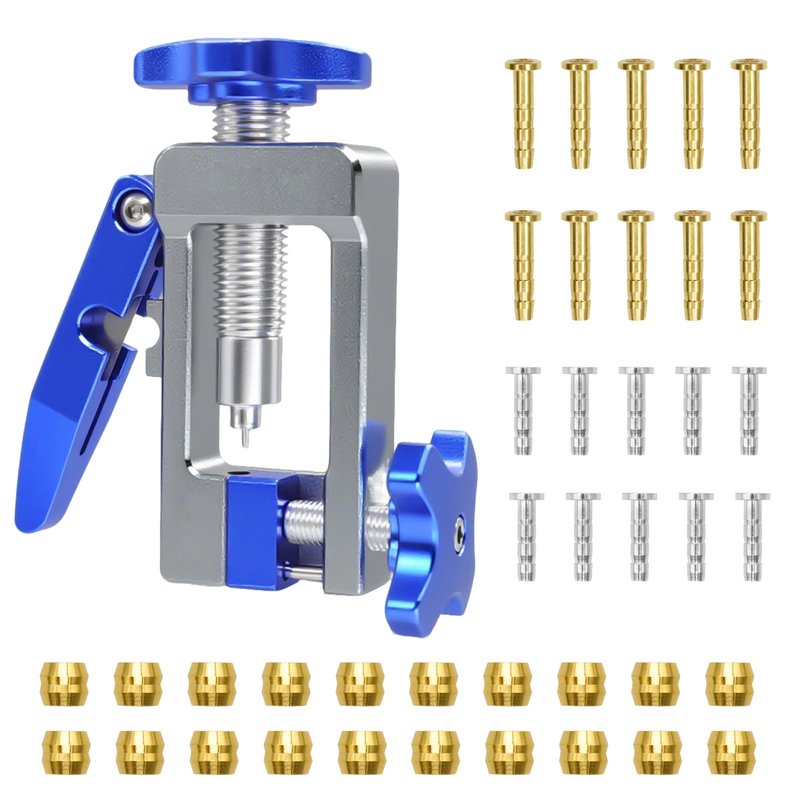 2-in-1 Bike Hydraulic Brake Tool, Hydraulic Hose Cutter & Fitting Insert Tool with Brass Olives, Brake Lines Tubing Entry Device