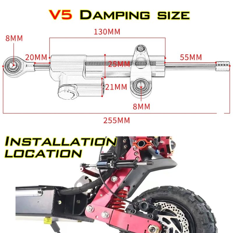 V5 scooter steering damper bracket Mounting Bracket Kit,V5 Electric Scooter Shock Absorber Scooter Steering Damper bracket electric scooter accessories damper mount (Red Bracket)