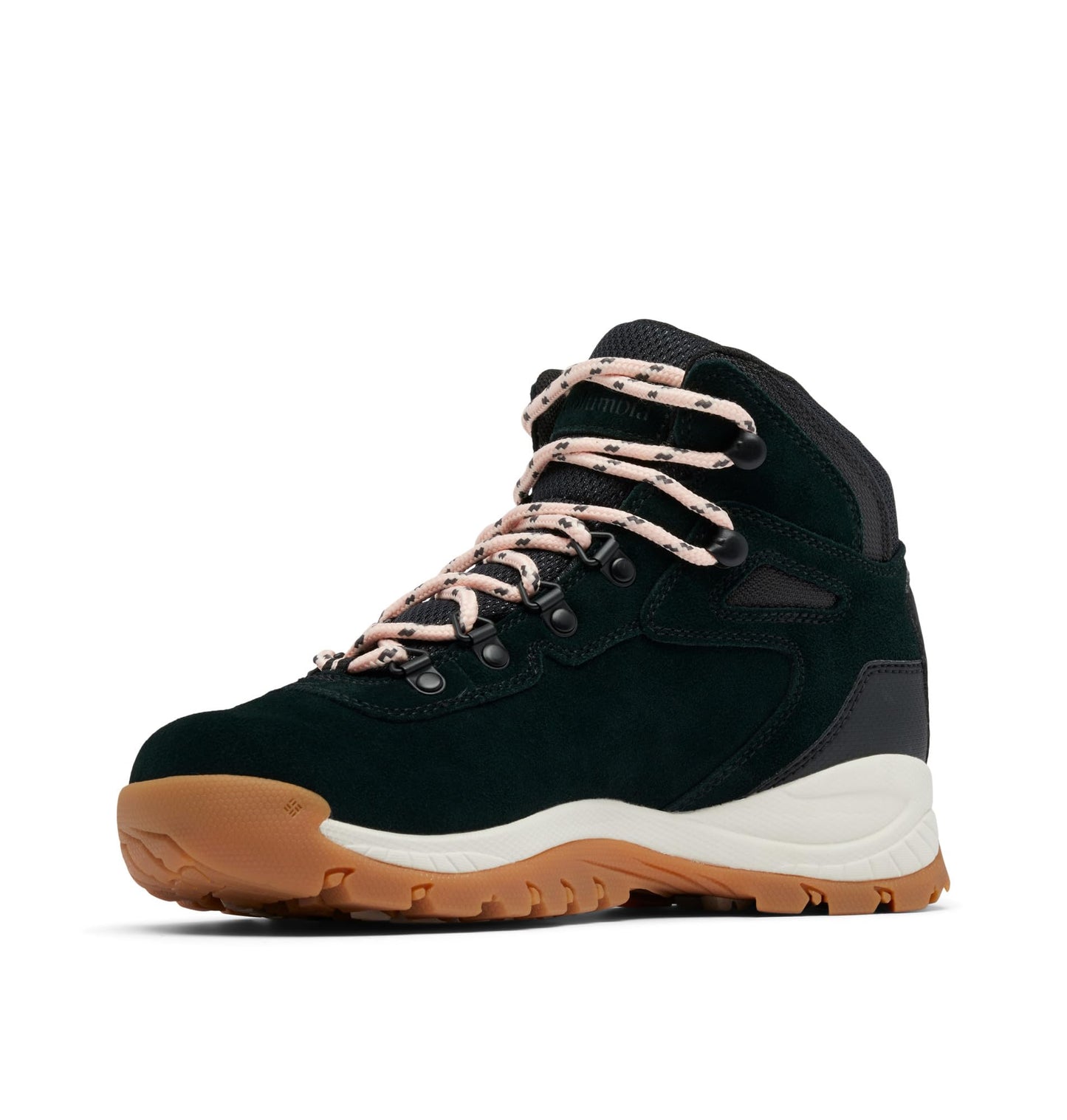 Columbia Womens Newton Ridge Plus Waterproof Amped, Black/Blush Rose, 6 Wide