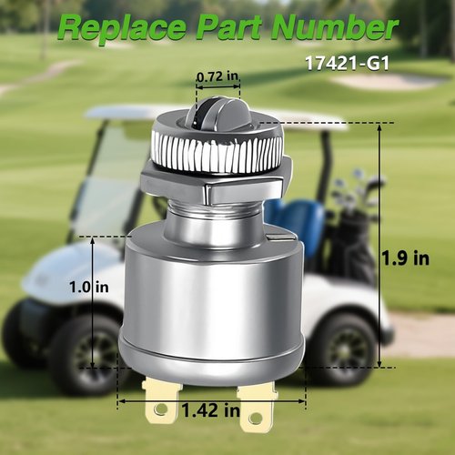 HIMARKLIF Golf Cart Ignition Switch with 2 Key Compatible with EZGO EZGO TXT, Medalist, Workhorse, ST, Marathon (1981 and up), 2-Terminal Starter Switch Key Replace# 17421-G1