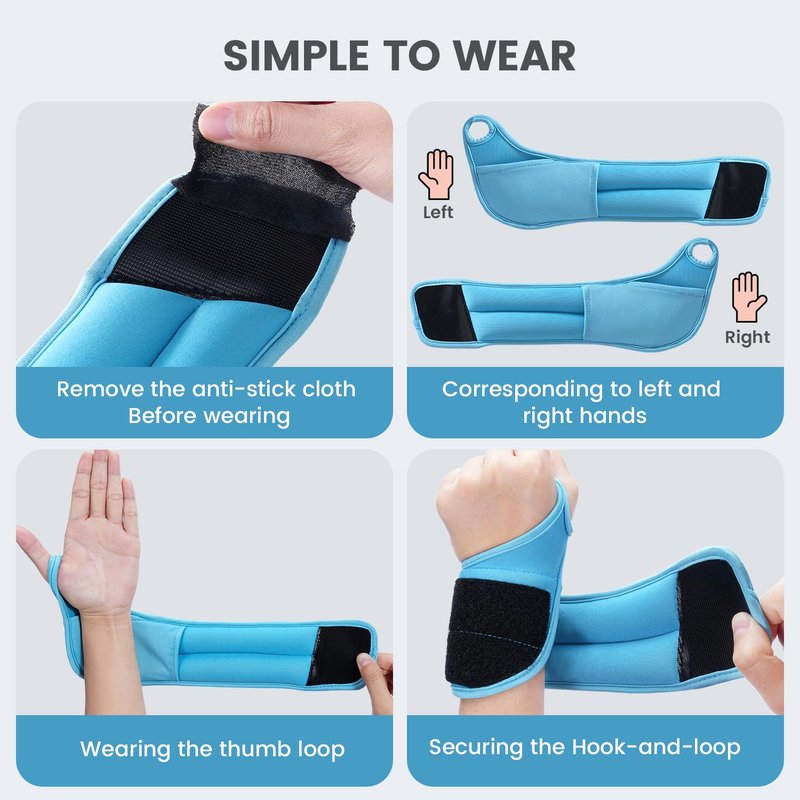 Sportneer Wrist Weights with Thumb Loops Lock for Men Women, 2 LBS /4 LBS Pair Arm Hand Weights for Running Walking Jogging Physical Therapy Gym Strength Training Cardio Exercise, Increase Wrist & Hand Resistance (Blue, 1 LB x 2)