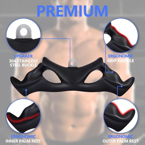 HXD-ERGO LAT Pulldown Bar - Ergonomic Grip Bicep & Tricep Cable Attachment for Strength Training