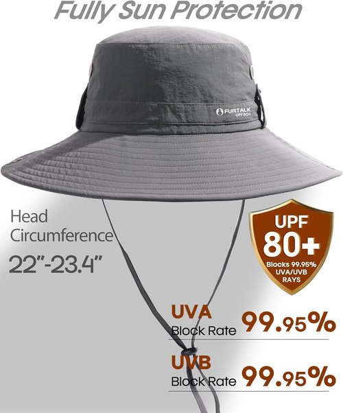 FURTALK Fishing Hat - UPF 80+ Foldable Wide Brim for Outdoor Hiking & Beach Use - Summer Essential