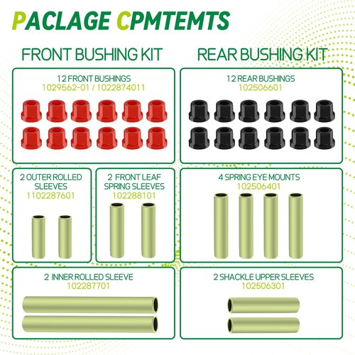 Club Car Precedent Bushing Kit, Golf Cart Bushing and Sleeve Kits, Front Suspension & Rear Suspension and A Arm Bushing Kits, Fit for Precedent 2004-Up, OEM #102506601, 102506401, 102956201, 102956201