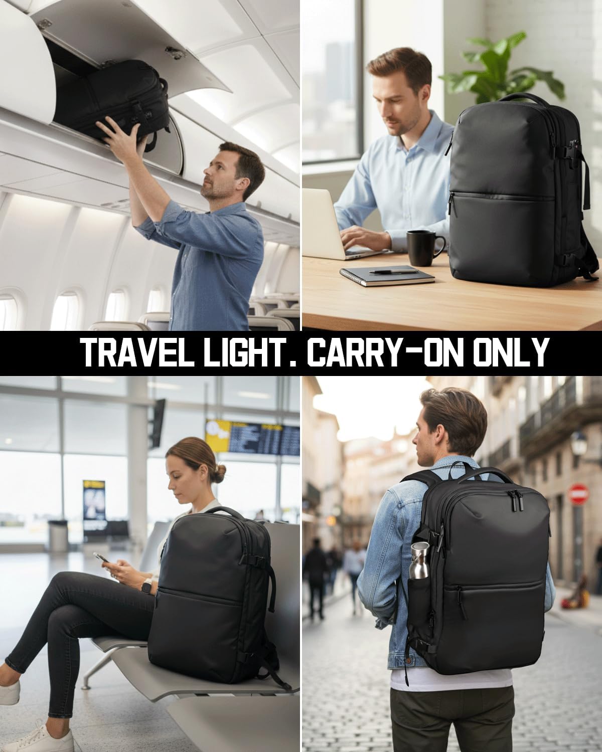 Zurligi Vacuum Backpack - Expandable 30-70L Compression Travel Bag with Pump & USB Charge Port (Black)