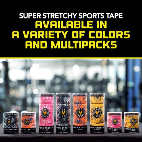 Goat Tape Super Stretchy Thumb Tape - Weightlifting Hook Grip Tape & WOD Tape for Cross Training, Gym Workout Tape, Athletic Finger Wrap - Flexes with Every Move - 15 Feet per Roll (Orange 4-Pack)