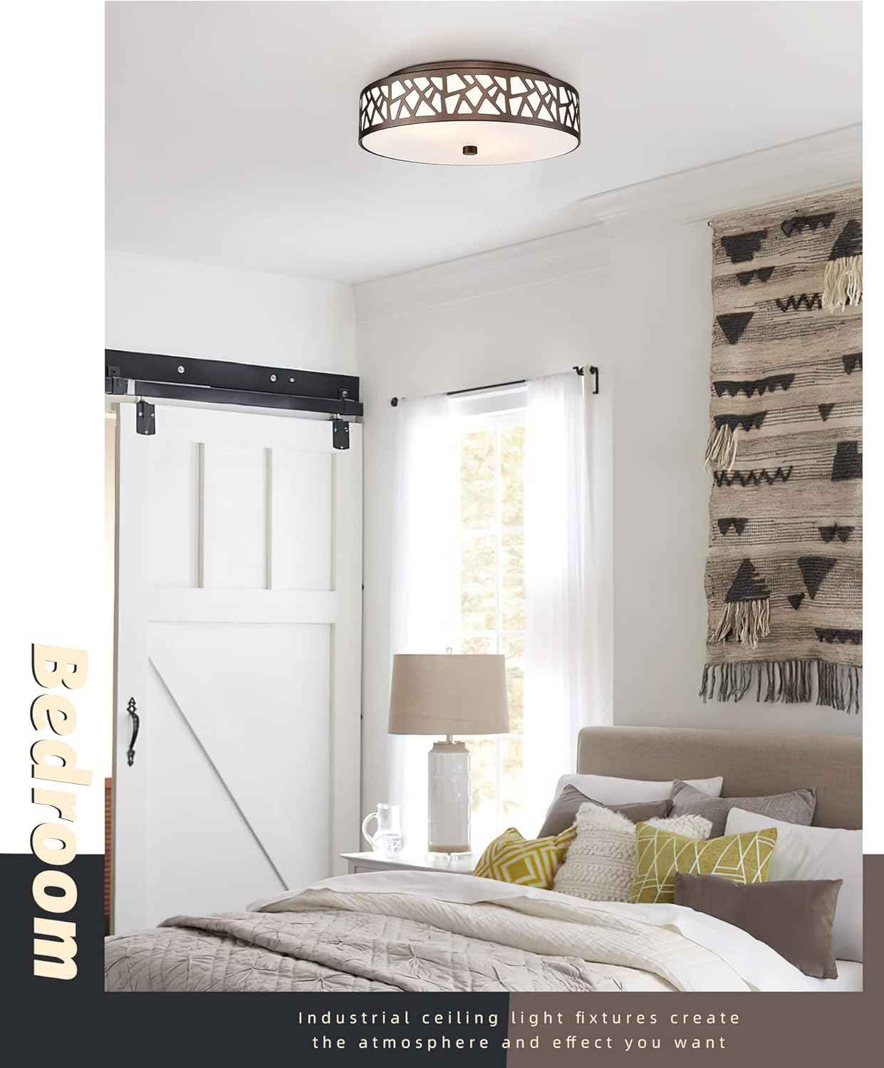 Flush Mount Ceiling Light Fixture 2-Pack - 12-Inch Oil Rubbed Bronze with Frosted Glass Shade for Bedroom, Hallway, Kitchen, Bathroom