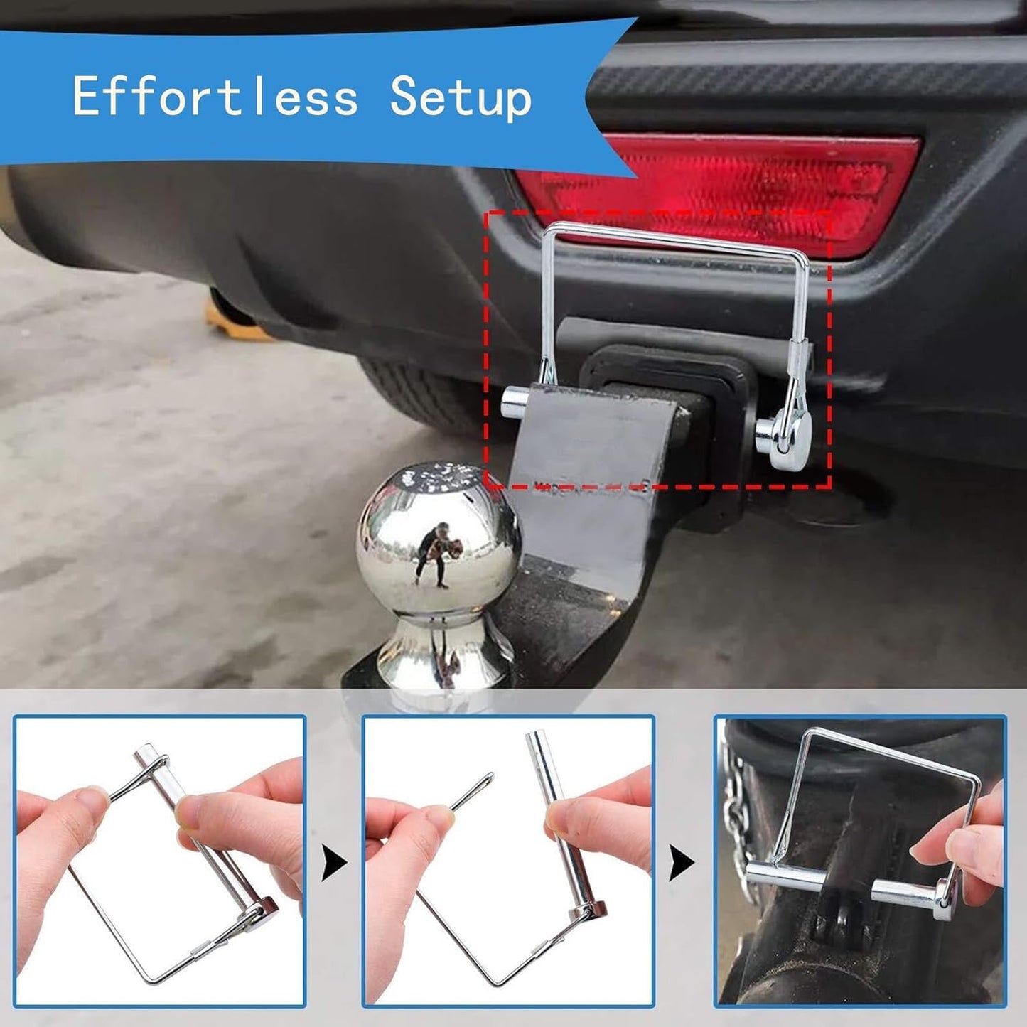 Truleego 2 Pack 5/16 x 3-1/2 Inch Trailer Hitch Pins – Heavy Duty Steel Locking Pins for Utility Trailers, Lawn Mowers, Tow Hitch, Cargo Haulers Wire Lock Pin for Secure Coupling and Towing