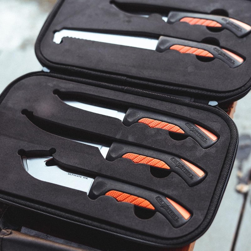 Cold Steel 5 Fixed Blade Knives Versatile Durable Hunting Kit - Sturdy 4116 SS Blades, Double-Textures Handles, Carrying Case Included
