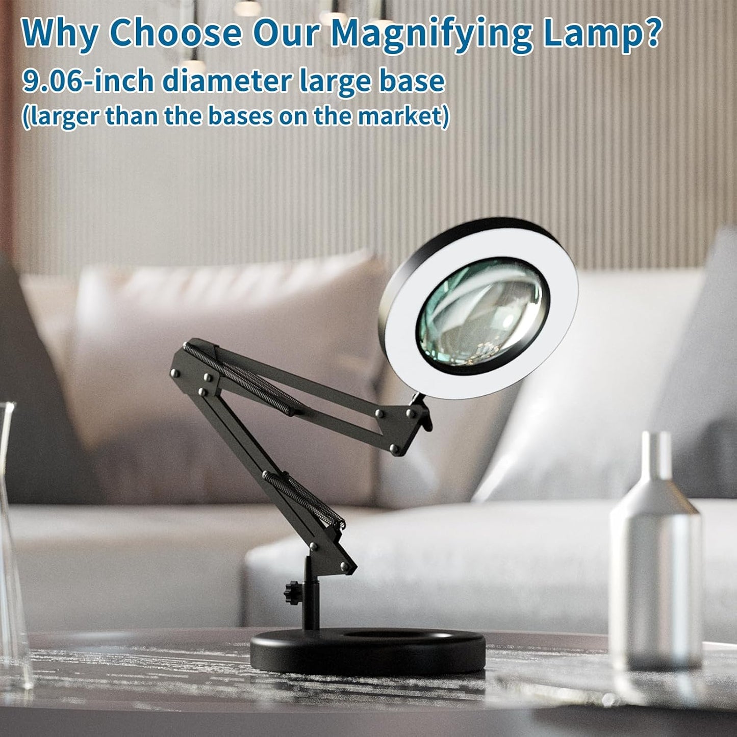 12X LED Magnifying Glass with Light & Clamp - Hands-Free Desk Lamp for Crafting & Reading