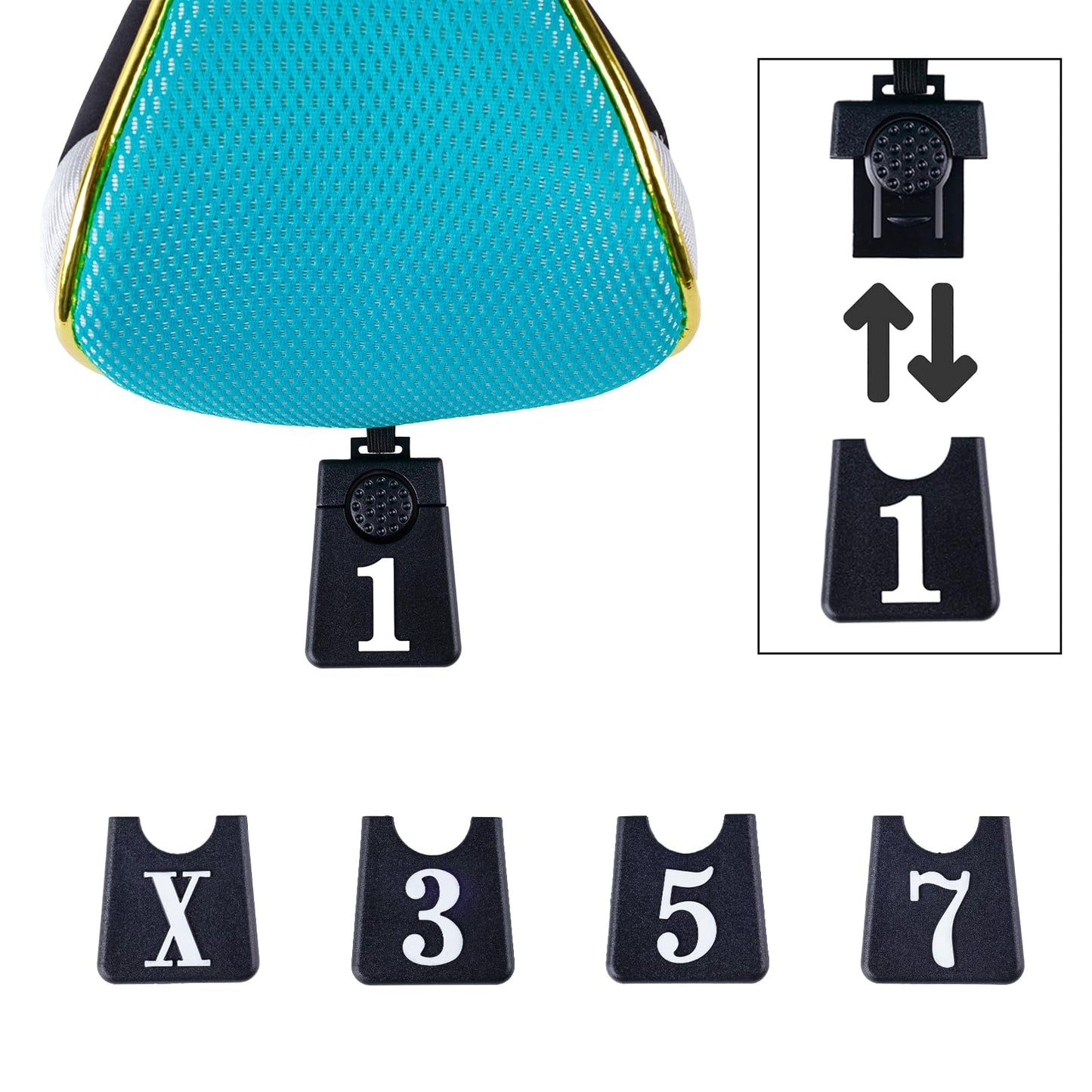 Andux 5Pcs/Set Gold Golf 460cc Driver Fairway Woods Hybrids Club Head Covers MT/ZH15 Light Blue