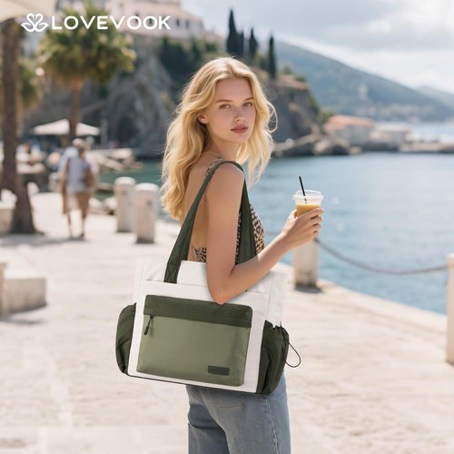 LOVEVOOK Puffer Tote Bag for Women - Versatile Travel Handbag with Zipper & Compartments | Ideal for Work, Gym, Daily Use