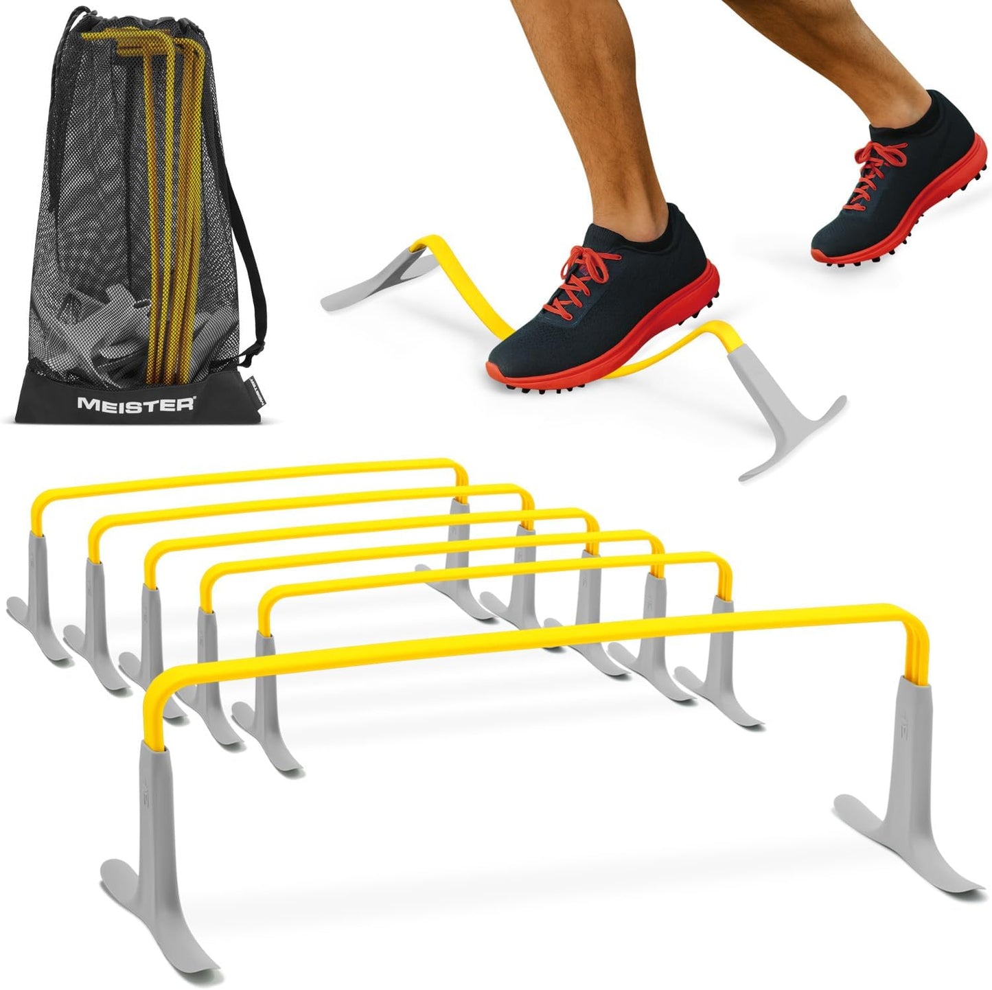 Meister ZoomFlex Agility Hurdles - Flex-Safe Modular Speed Training with Carry Bag