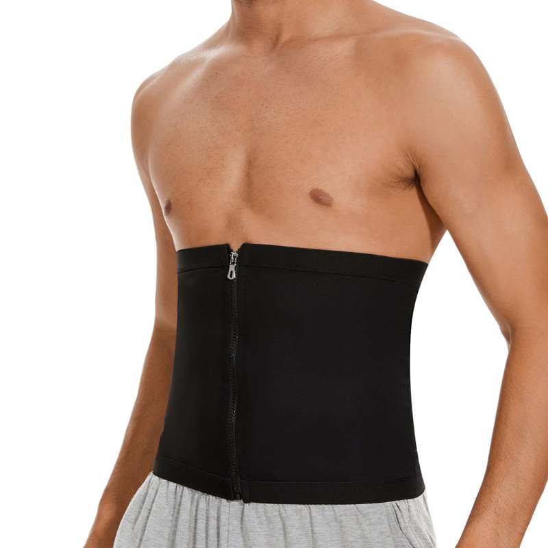 MISS MOLY Waist Trainer for Men Sauna Sweat Belt Waist Trimmer Wrap Toner Slimming Zipper Belly Suit Workout Enhancer Black M