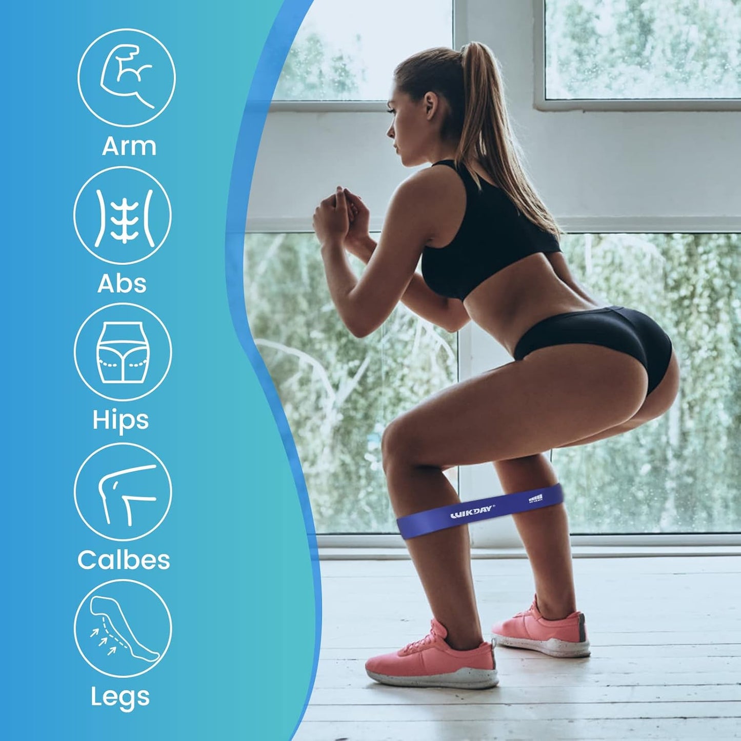 WIKDAY Resistance Bands - Versatile Workout Loop Bands Set for Men & Women | 5-Piece Set for Stretching & Crossfit