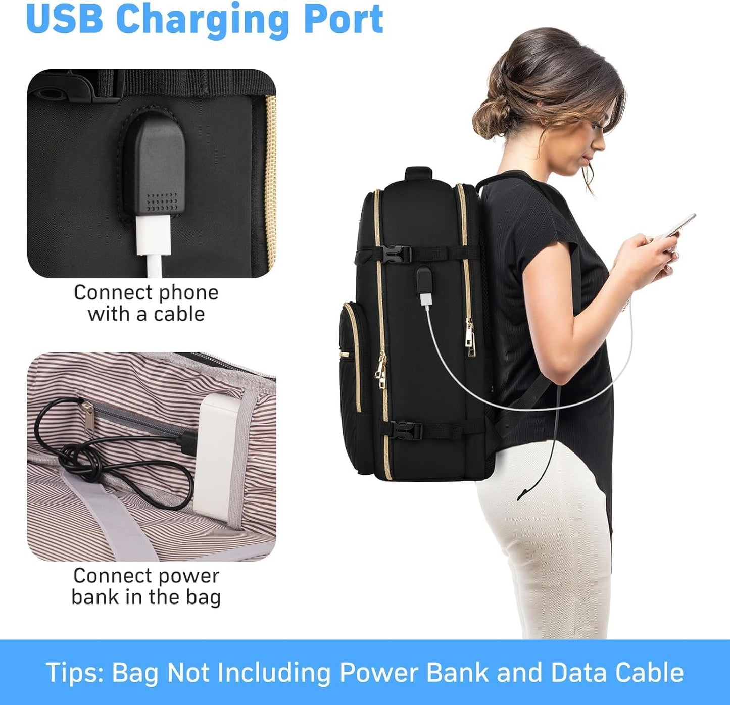 MOMUVO Large Travel Backpack - Flight Approved Carry-On with USB Charging Port | 18.4 Inch Laptop Bag