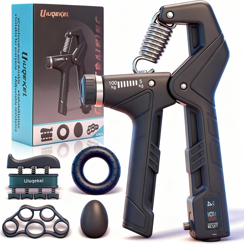 Uiuqekel Grip Strengthener 5-Pack Adjustable 11-220LBS Forearm Finger Trainer for Weightlifting Climbing Home Gym