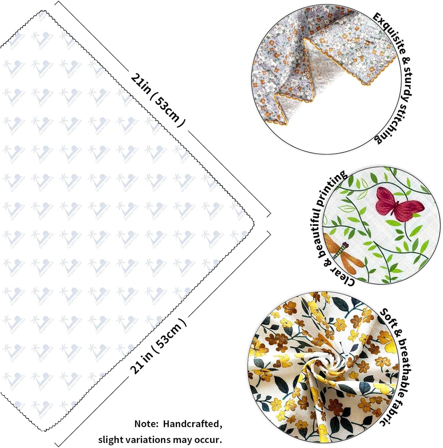 Skiennix 100% Cotton Bandana - Soft 21x21 Inches Square Scarf | Multi-Purpose Hair Covering