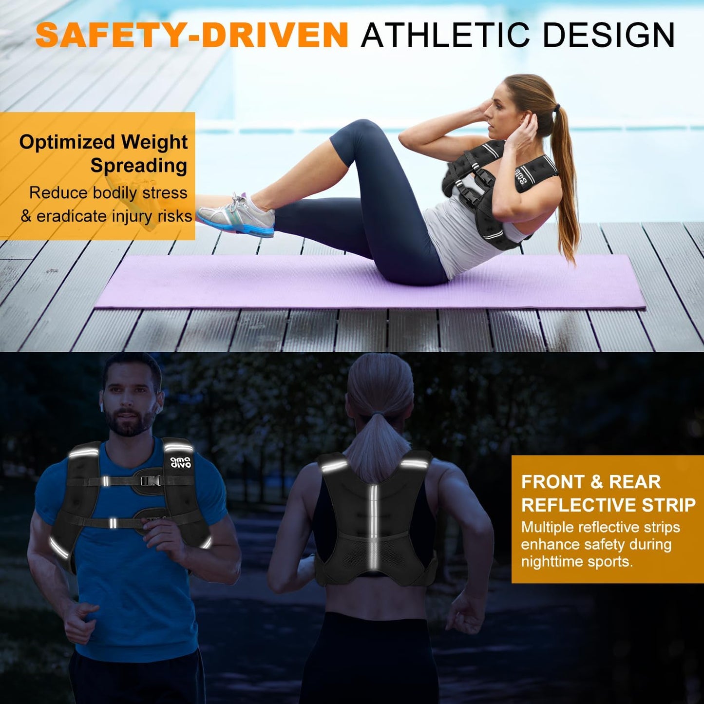 Reflective Weighted Vest by [Brand Name] - Adjustable for Walking, Running & Fitness | 20lb, 16lb, 12lb, 8lb Options