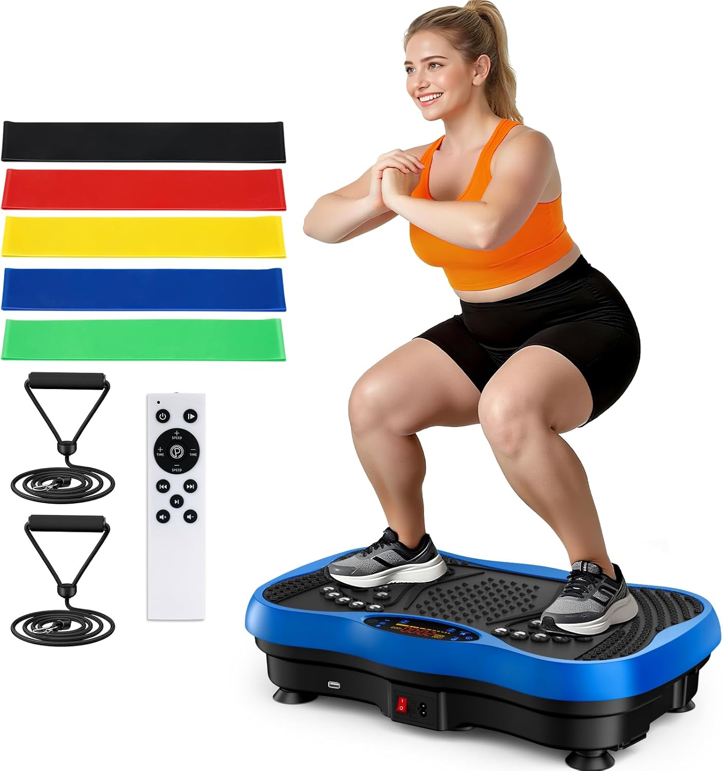 Skiennix Vibration Plate Exercise Machine - 130 Levels for Full Body Workout & Weight Loss | 450 Lbs Capacity with Resistance Bands & Bluetooth