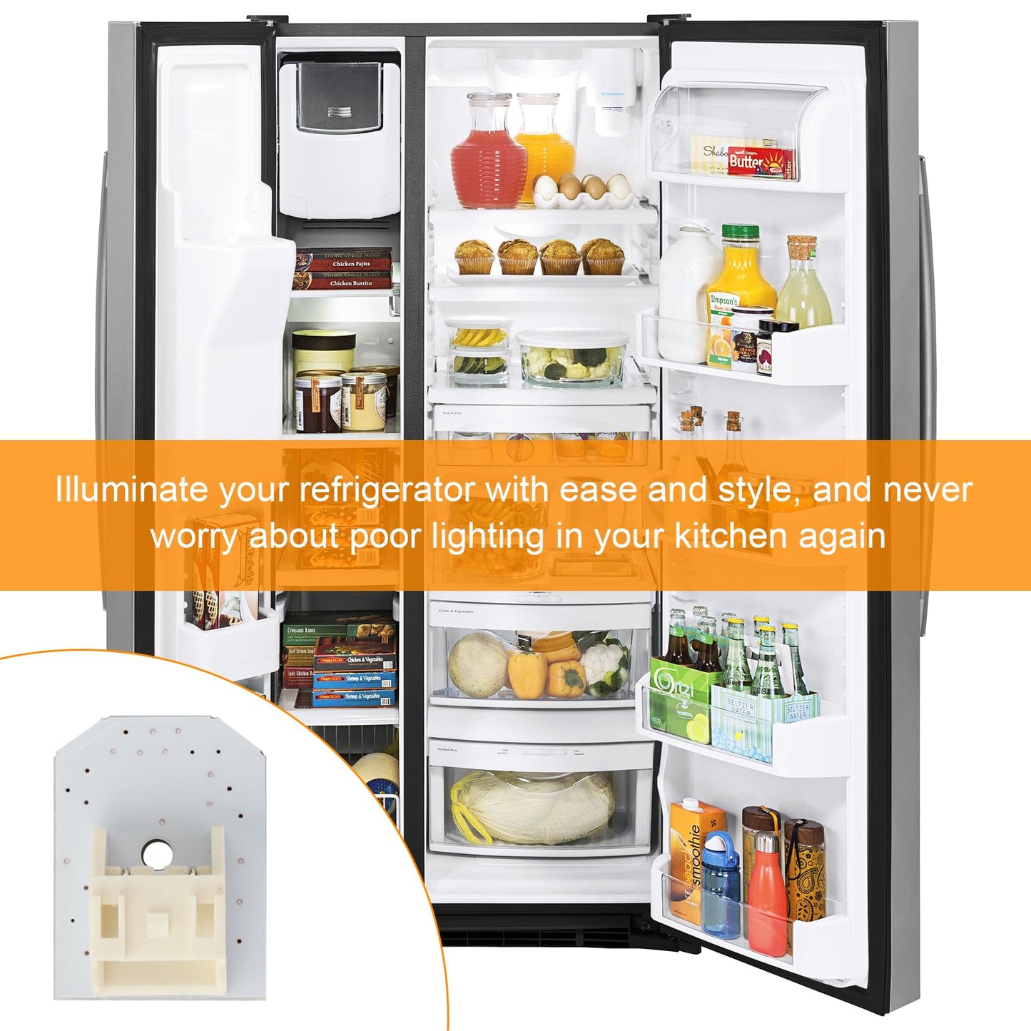 WR55X11132 Refrigerator LED Light for GE Refrigerator LED Light Assembly Replacement WR55X25754 3033142 AP5646375 PS4704284, No-Include Plastic Cover, Waterproof (4 Pack)