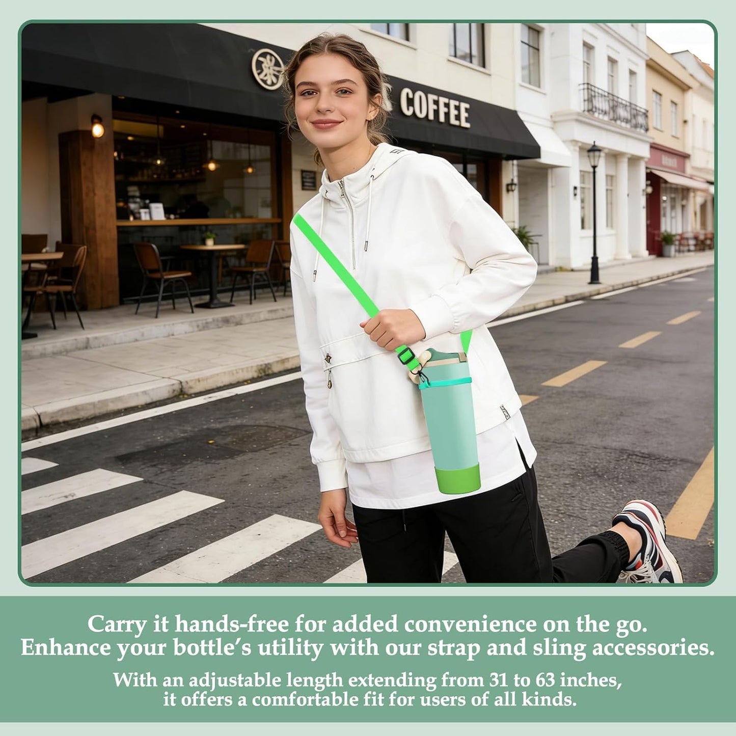 Mity rain Water Bottle Holder with Strap for Owala Freesip 30 40 oz Accessories, Carrier Sling Bag with Water Bottle Boot for Men Women Hiking Camping Travelling(Green)
