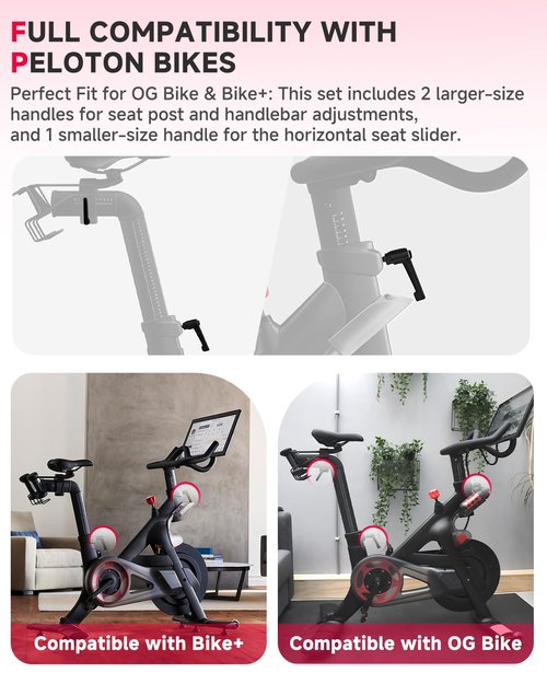 FixBear 3Piece Compatible with Peloton Exercise Bike Adjustment Kit L-Handles, 2 Large and 1 Standard Size for Seat and Handlebar, Replacement Peloton Bike Parts