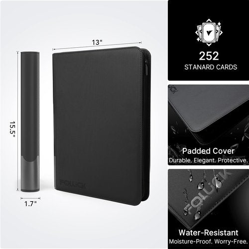 Foluck 9 Pocket Top Loader Binder - Holds 252 Toploaders | Includes 200 Card Sleeves - Premium Album for Trading Cards