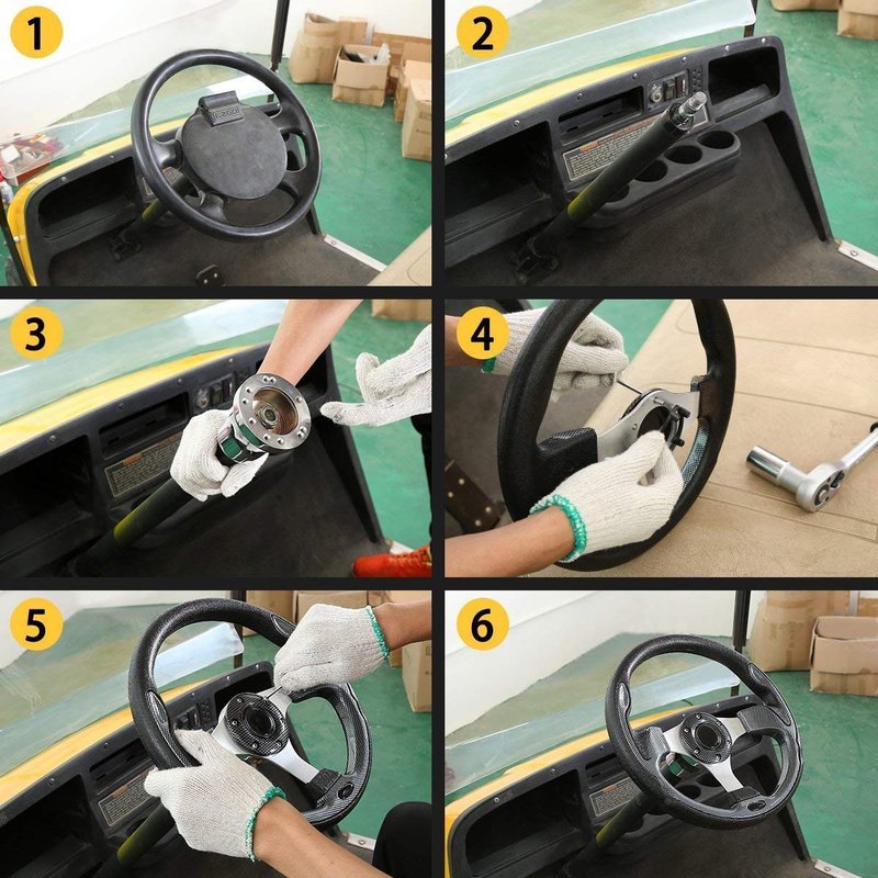 10L0L Universal 12.5 inch Golf Cart Steering Wheel for Yamaha G29 Drive, EZGO TXT RXV, Club Car DS Precedent and Others