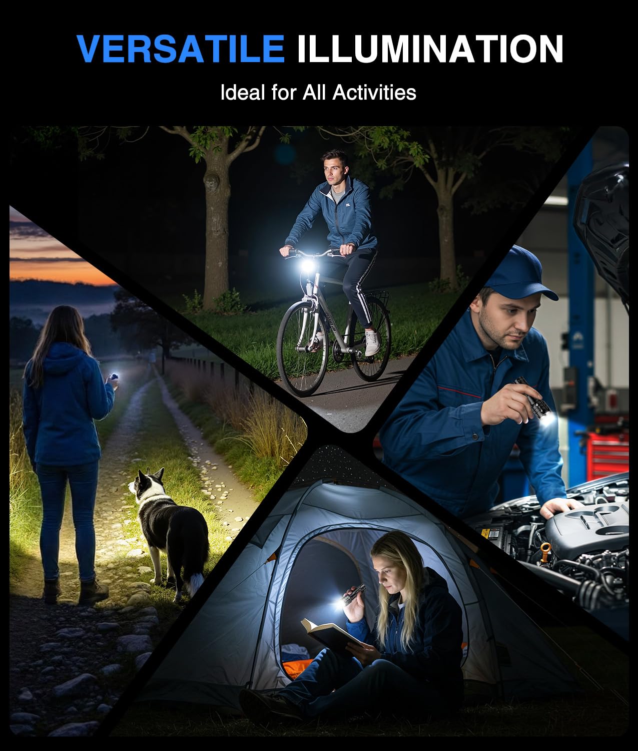 LETMY 4 Pack Rechargeable Flashlights High Lumens, 3 Modes Bright Small Flashlight for Home Tactical Flashlights Rechargeable, Zoomable LED Flashlights Waterproof for Outdoor,Camping Emergency