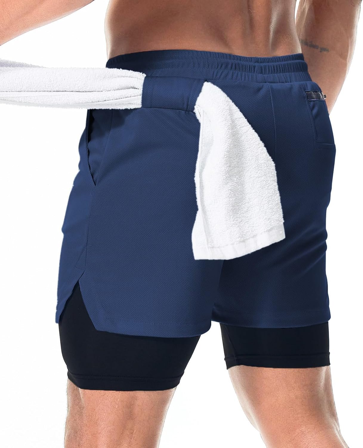 Surenow Men's 2-in-1 Athletic Gym Shorts - Quick Dry, Lightweight Workout Shorts with Pockets - 3 Pack