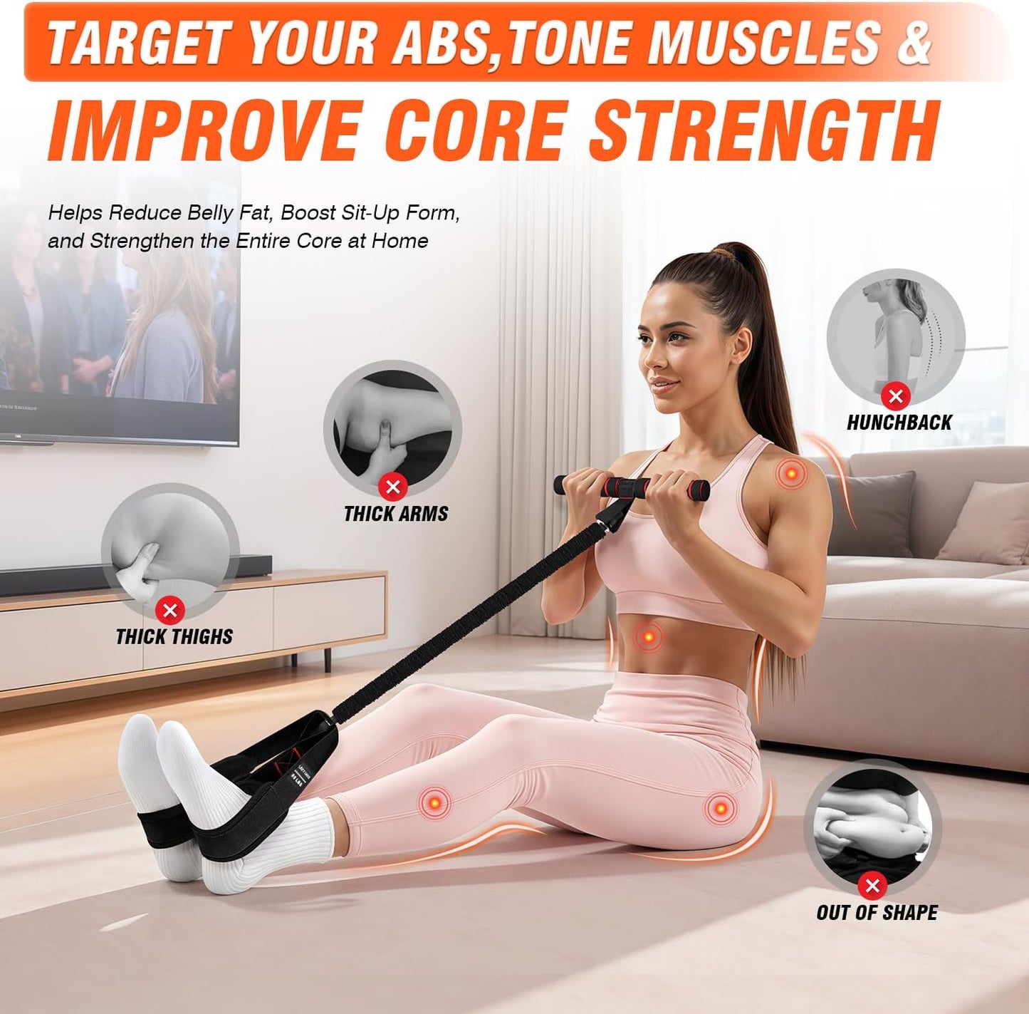 Skiennix Pedal Resistance Bands - Upgrade Women’s Exercise Bands for Full Body Training | Core, ABS, Legs, Glutes, Arms