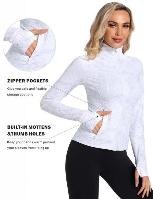 Costdyne Womens Sports Running Yoga Jacket Slim Fit Full Zip Track Jacket Turtleneck Workout Jacket