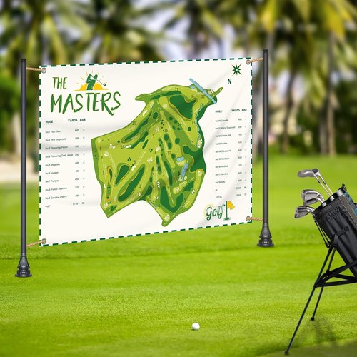Masters Golf Party Decorations - 7 X 5 Ft Flag Backdrop with 4 Brass Grommets | Indoor & Outdoor Decor