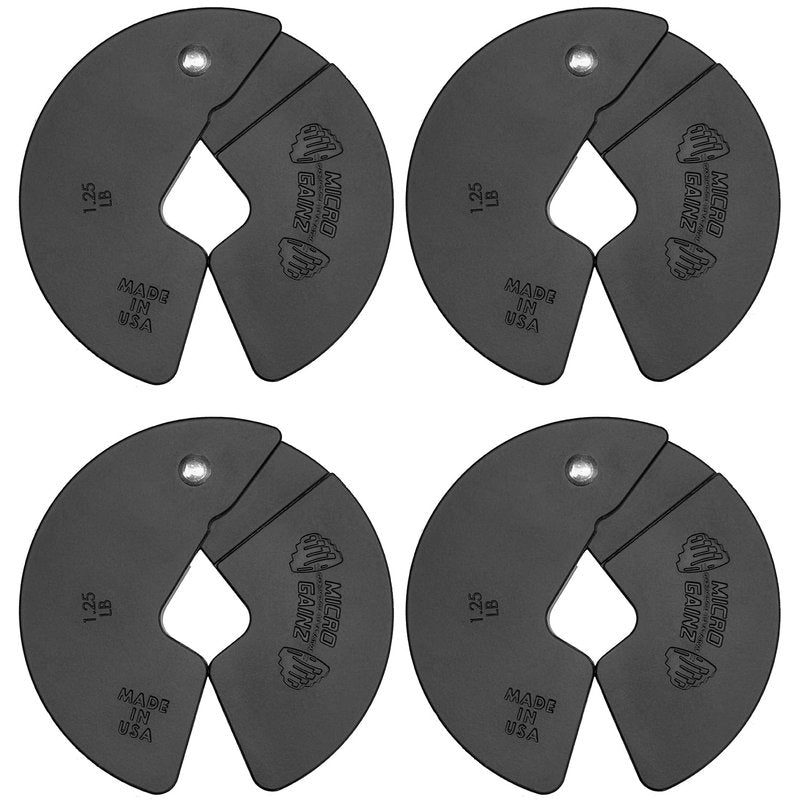 Micro Gainz Dumbbell Fractional 1.25lb Weight Plate, Ideal for Micro Loading, (Choose Color) 4 Piece Fractional Weight Plates, Designed for Dumbbell Training, Made In USA (Black)
