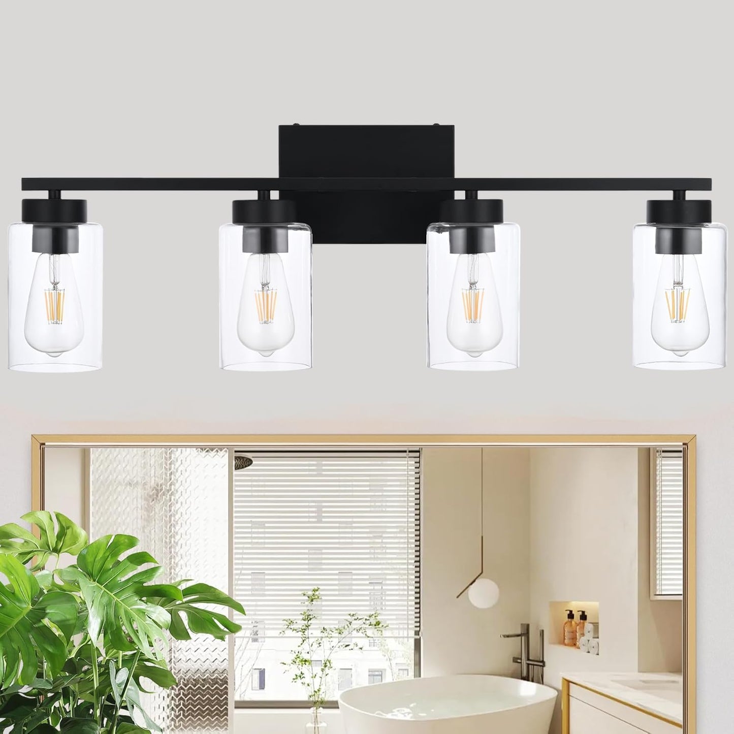 Modern 3-Light Bathroom Vanity Light in Brushed Gold with Clear Glass Shades