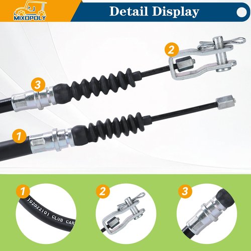 Mixopoly Driver & Passenger Side Brake Cable Kit for Club Car DS 2000-up Gas & Electric Stainless Steel Core 42 Inch Replace OEM 102022101 1019907 1020221-01