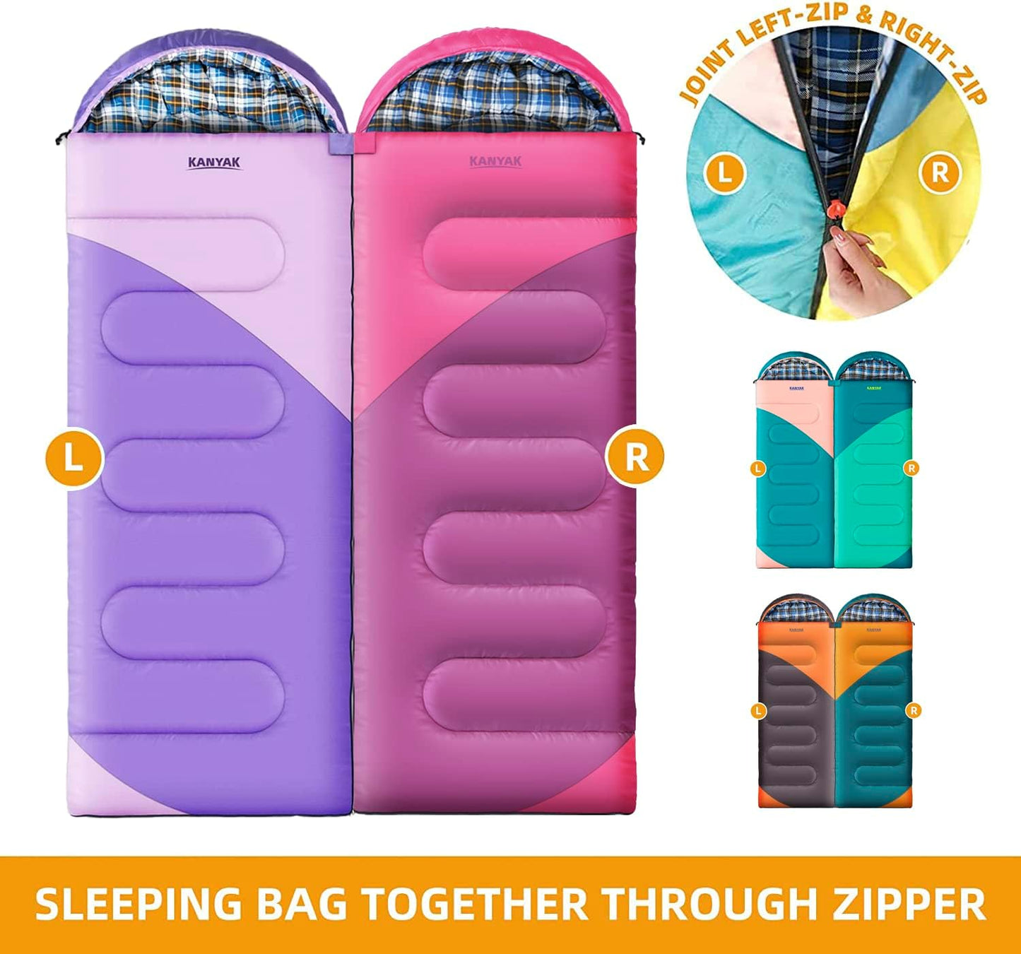 Skiennix Camping Sleeping Bag - 32℉ Cold Weather Warmth for Adults & Kids | 3-4 Season Outdoor Gear
