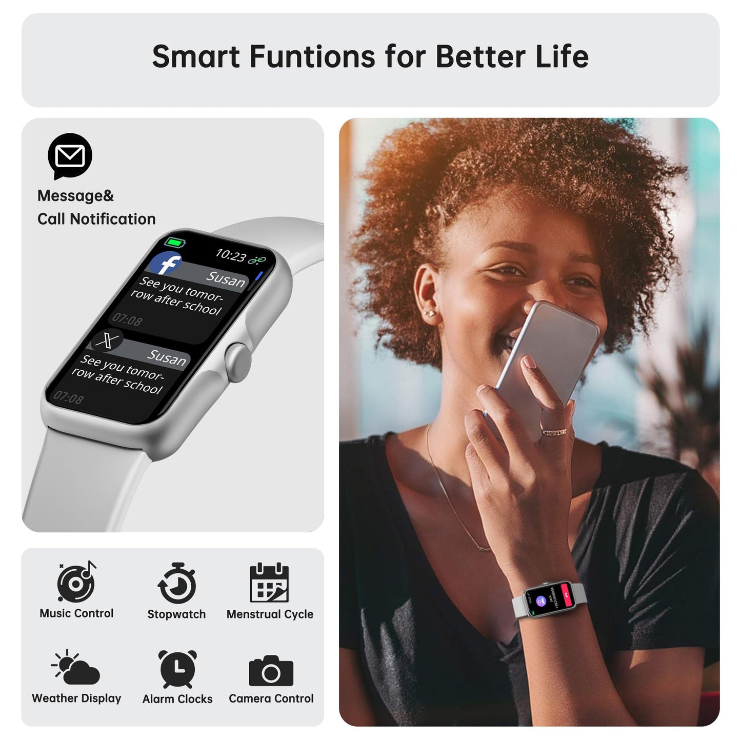 Health Fitness Tracker, Smart Watch with 24/7 Heart Rate and Blood Oxy-gen Monitor, Sleep Tracker with IP68 Waterproof, Activity Tracker Pedometer Step Counter for Women Men