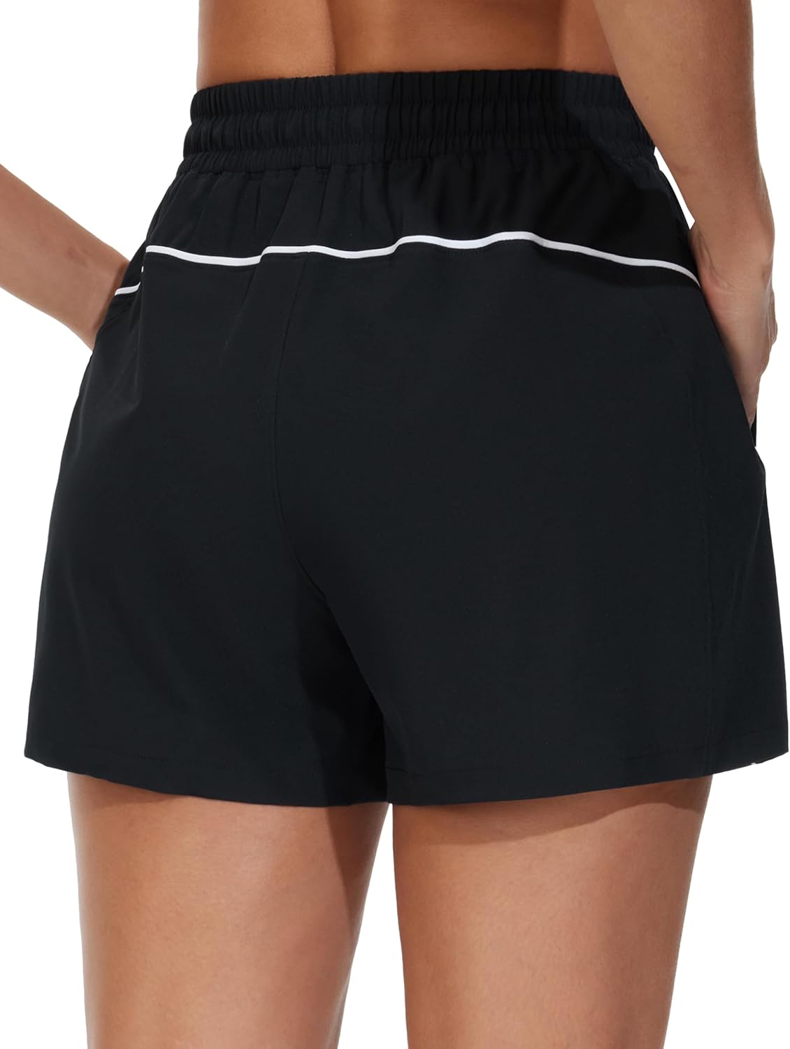 The Gym People Women's High Waist Running Shorts - Lightweight, Loose Fit with Pockets for Yoga & Workouts