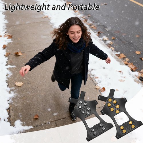 2 Sets Anti-Slip Shoe Spikes for Snow and Ice – Durable Rubber Shoe Covers with Steel Studs, Ice Grippers for Winter Walking, Hiking, and Outdoor Work