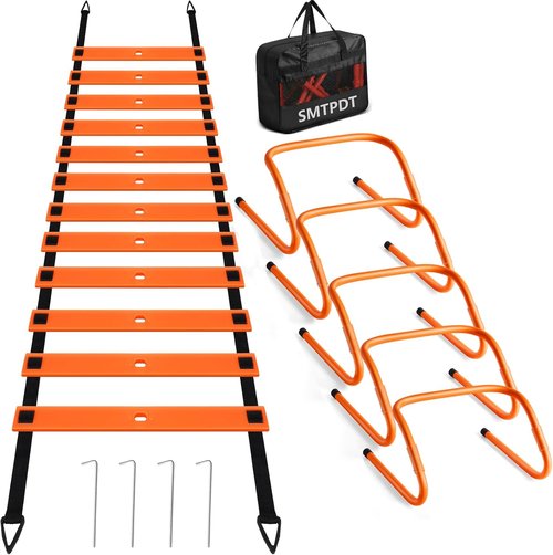 Agility Ladder | 20ft Speed Ladder Set with 5 Hurdles for Soccer, Football & Basketball Training